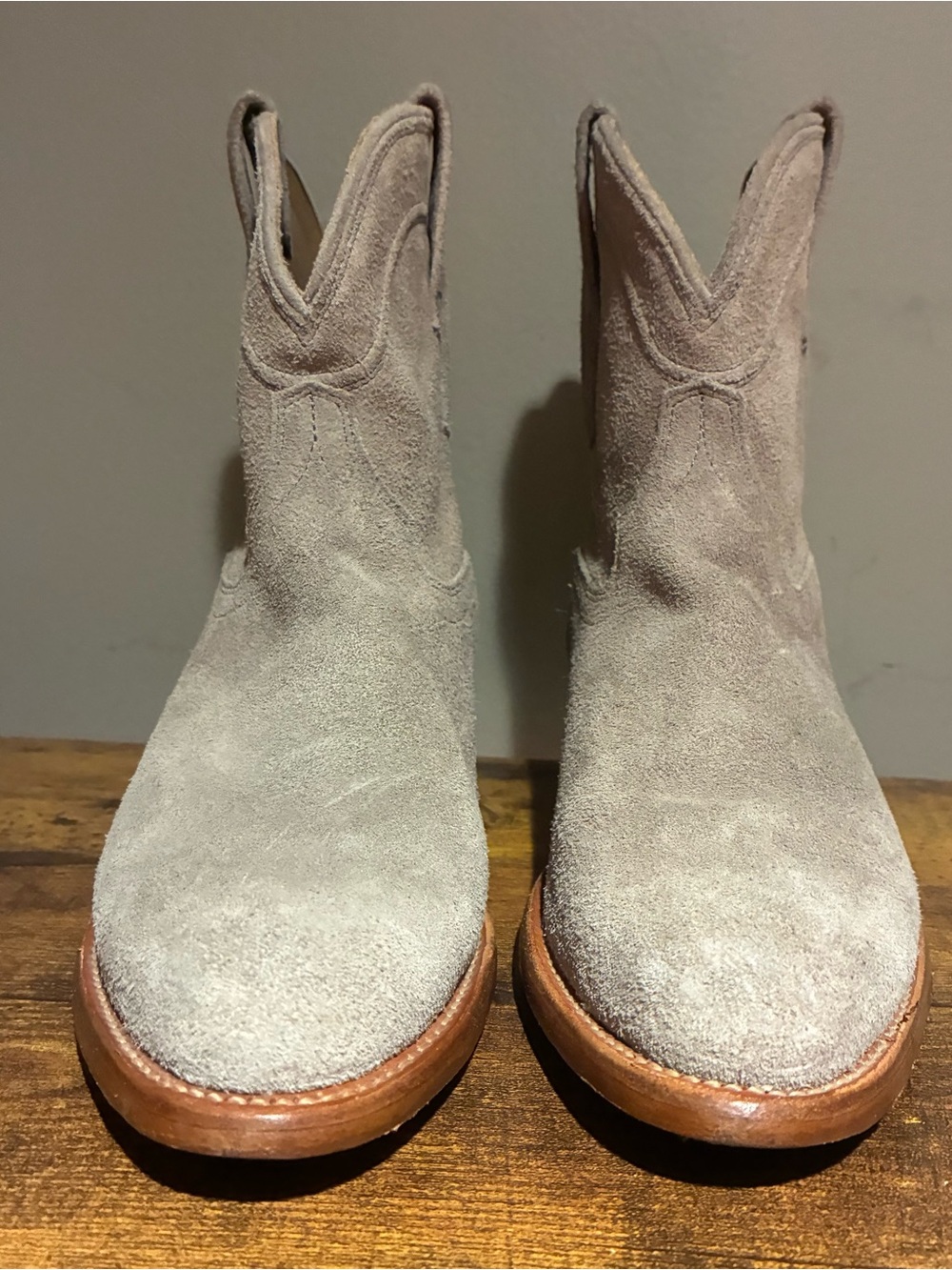Tecovas The Lucy Women’s Light Gray Suede Western Ankle Boots Size 7